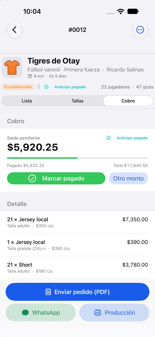 Cobro con saldo pendiente y botón para marcar pagado