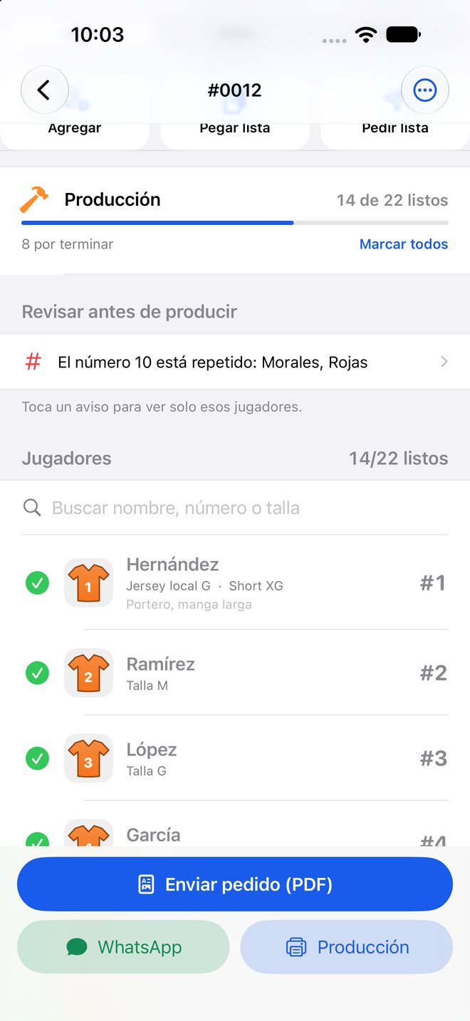 Producción con 14 de 22 jugadores terminados