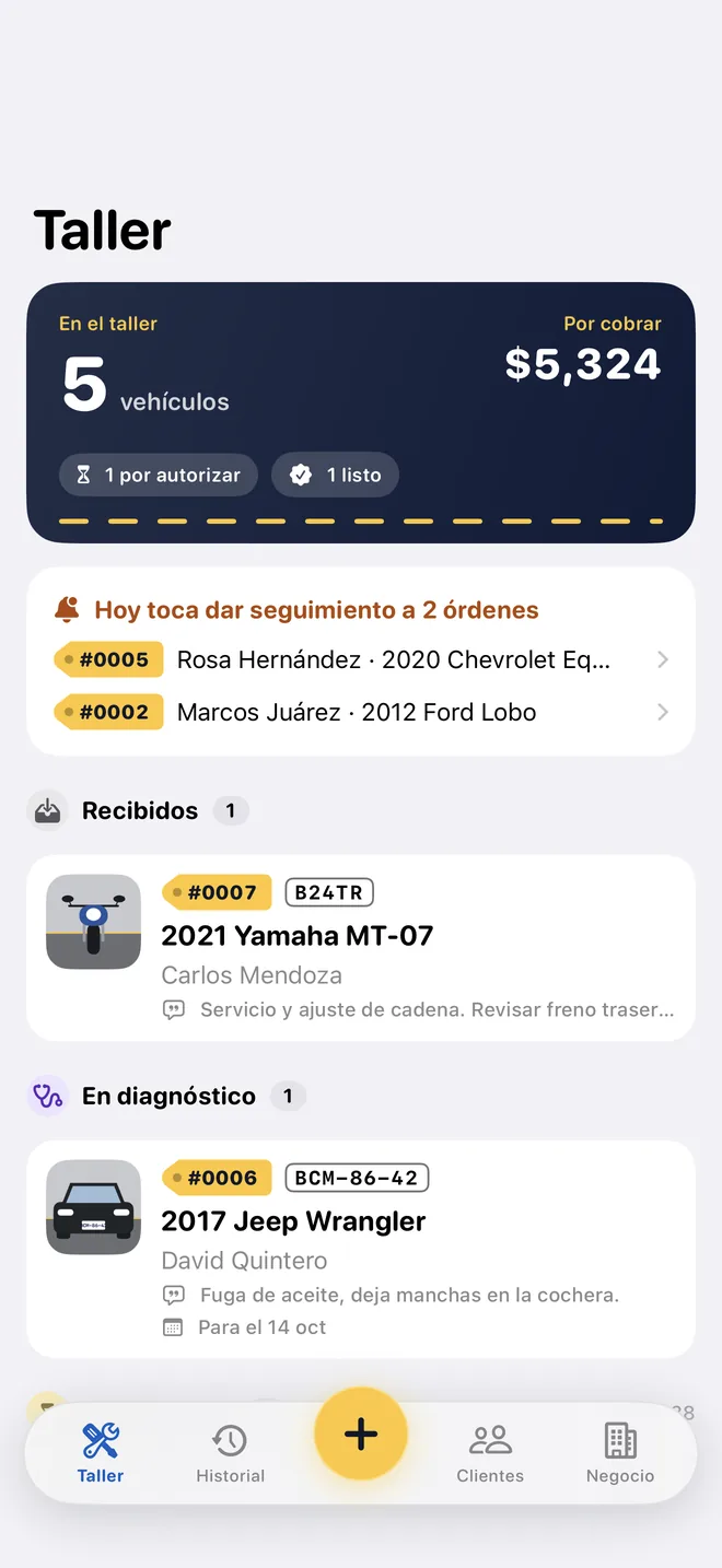 El tablero de Reparo: cinco vehículos en el taller y lo que hay por cobrar
